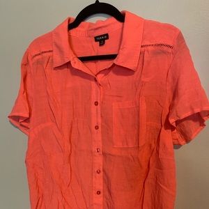 Torrid pink/coral button down top